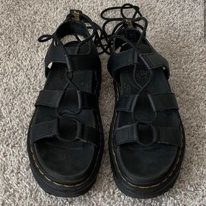 Dr. Marten Black Leather Lace Up Platforms